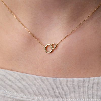 Interlocking Linked Circles Necklace - 14K Solid Gold