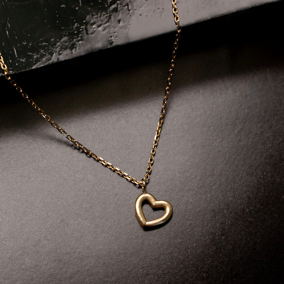 Open Heart Love Pendant Necklace - 14K Solid Gold – Grayling