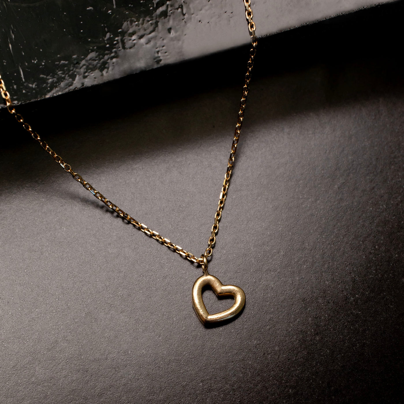 Open Heart Love Pendant Necklace - 14K Solid Gold