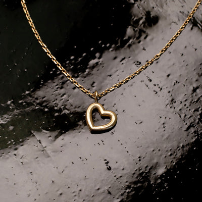 Open Heart Love Pendant Necklace - 14K Solid Gold