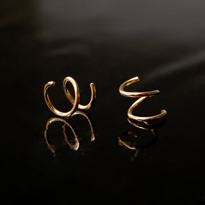 Tiny Twist Double Huggie Earrings - 14K Solid Gold