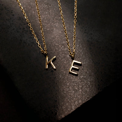 Love Letter Initial Necklace - 14K Solid Gold