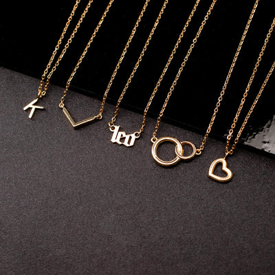 Modern V Bar Link Necklace - 14K Solid Gold