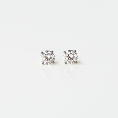 Solitaire Round Flat Back Sleeper Earrings Silver / Single