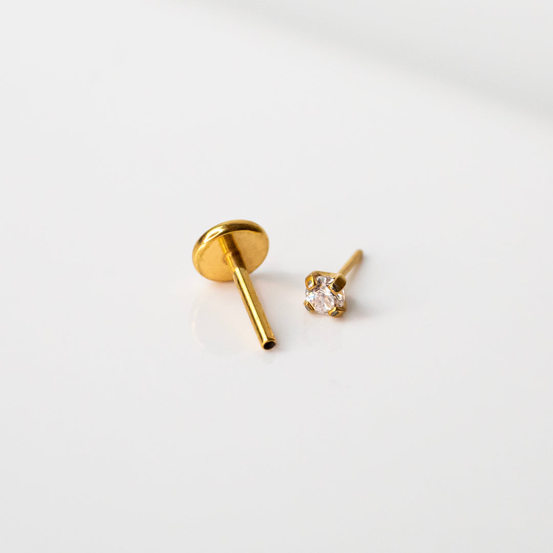 Solitaire Round Titanium Flat Back Nose Stud – Grayling