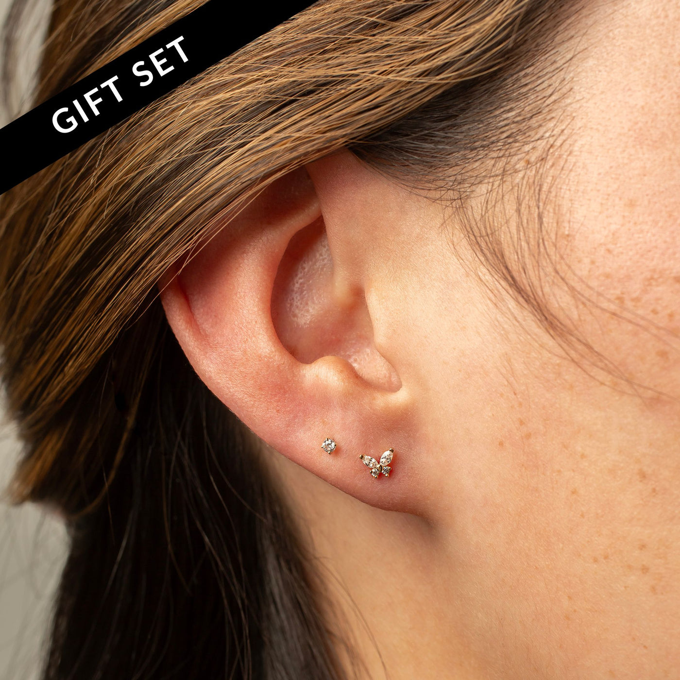 The Chrysalis Flat Back Sleeper Earrings Studs Set