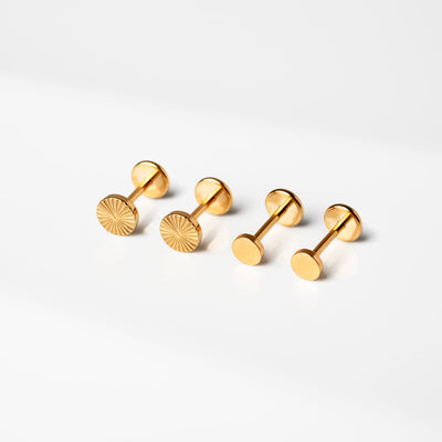 The Classic Disc Titanium Flat Back Sleeper Earrings Set