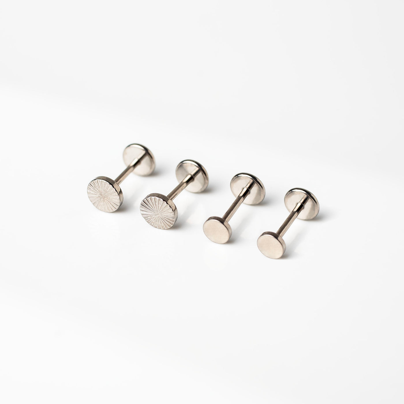 The Classic Disc Titanium Flat Back Sleeper Earrings Set