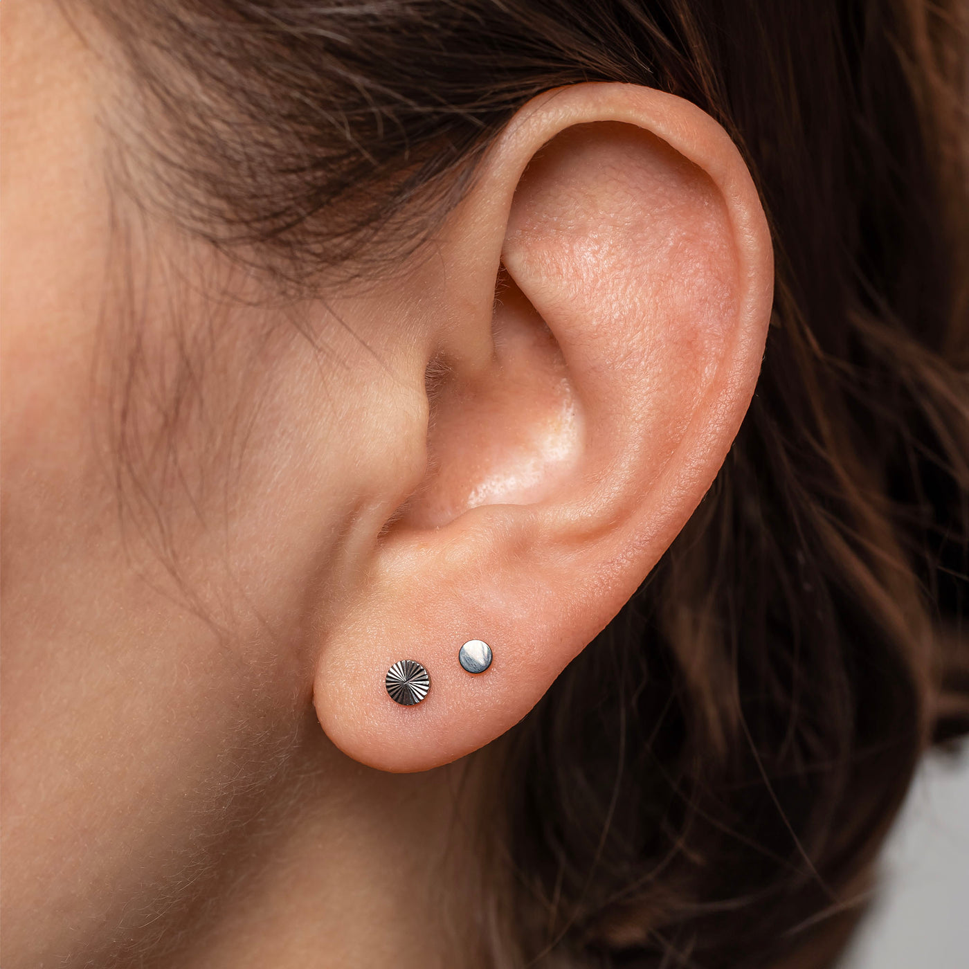 The Classic Disc Titanium Flat Back Sleeper Earrings Set