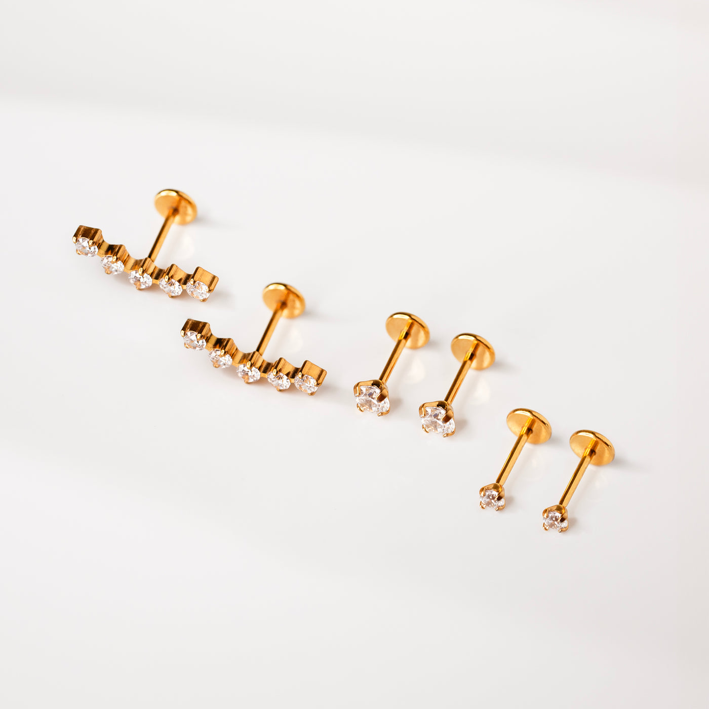 The Embellished Flat Back Sleeper Earrings Studs Set