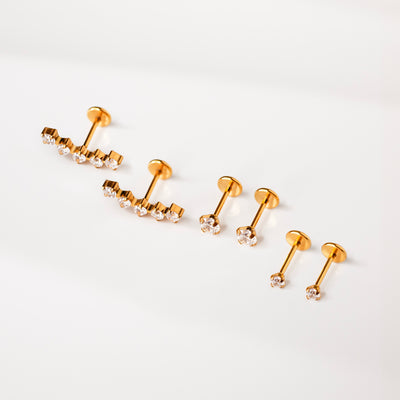 The Embellished Flat Back Sleeper Earrings Studs Set