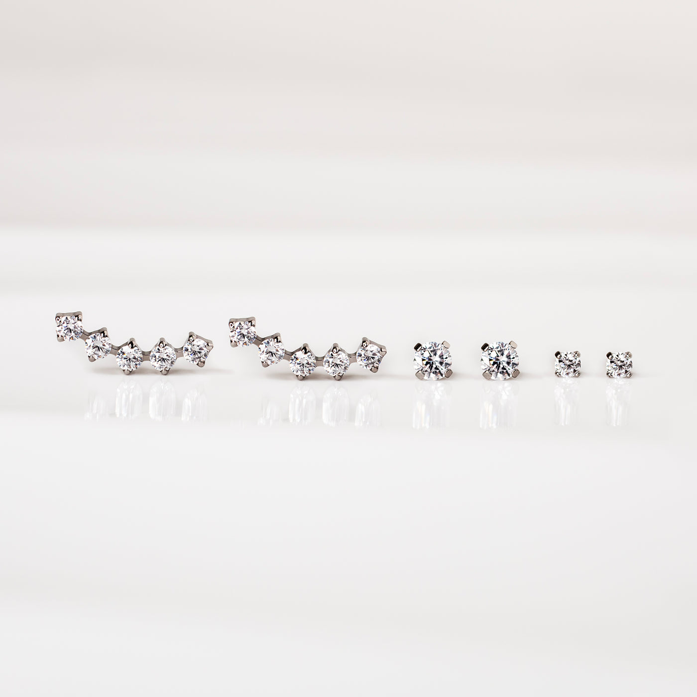 The Embellished Flat Back Sleeper Earrings Studs Set