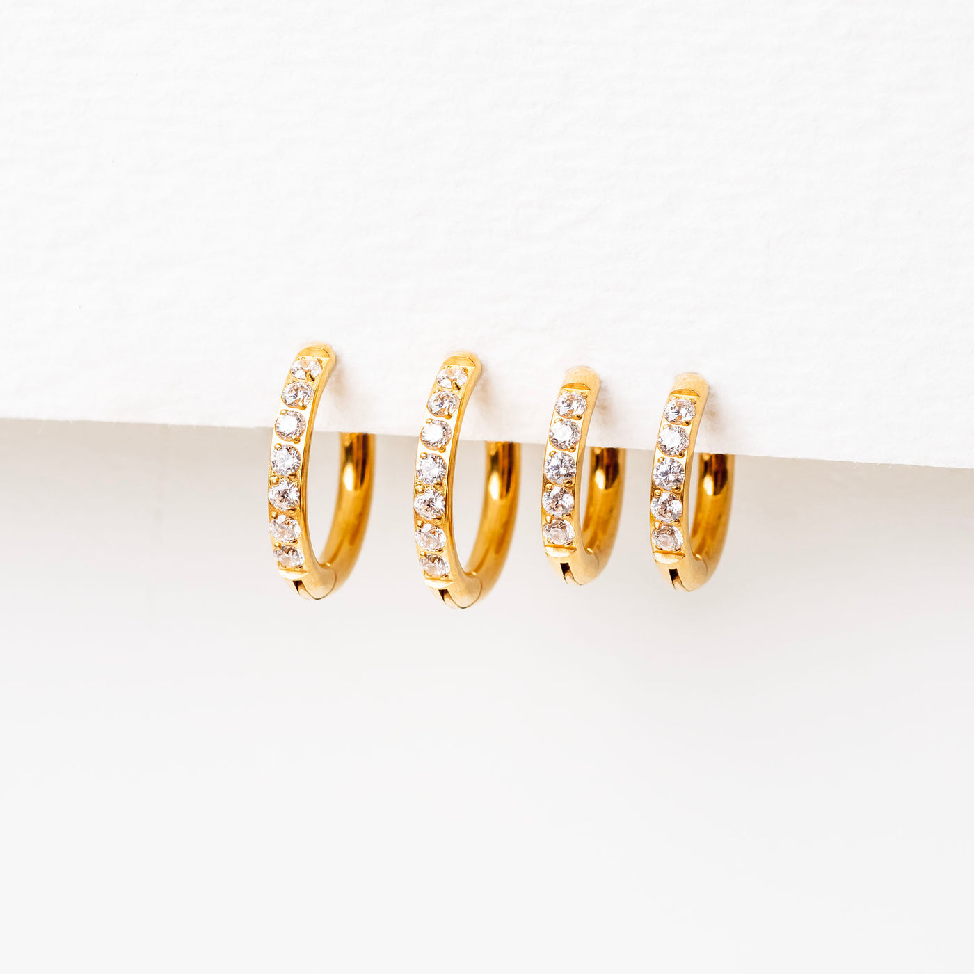 The Everyday Titanium CZ Locking Sleeper Huggie Earrings Set