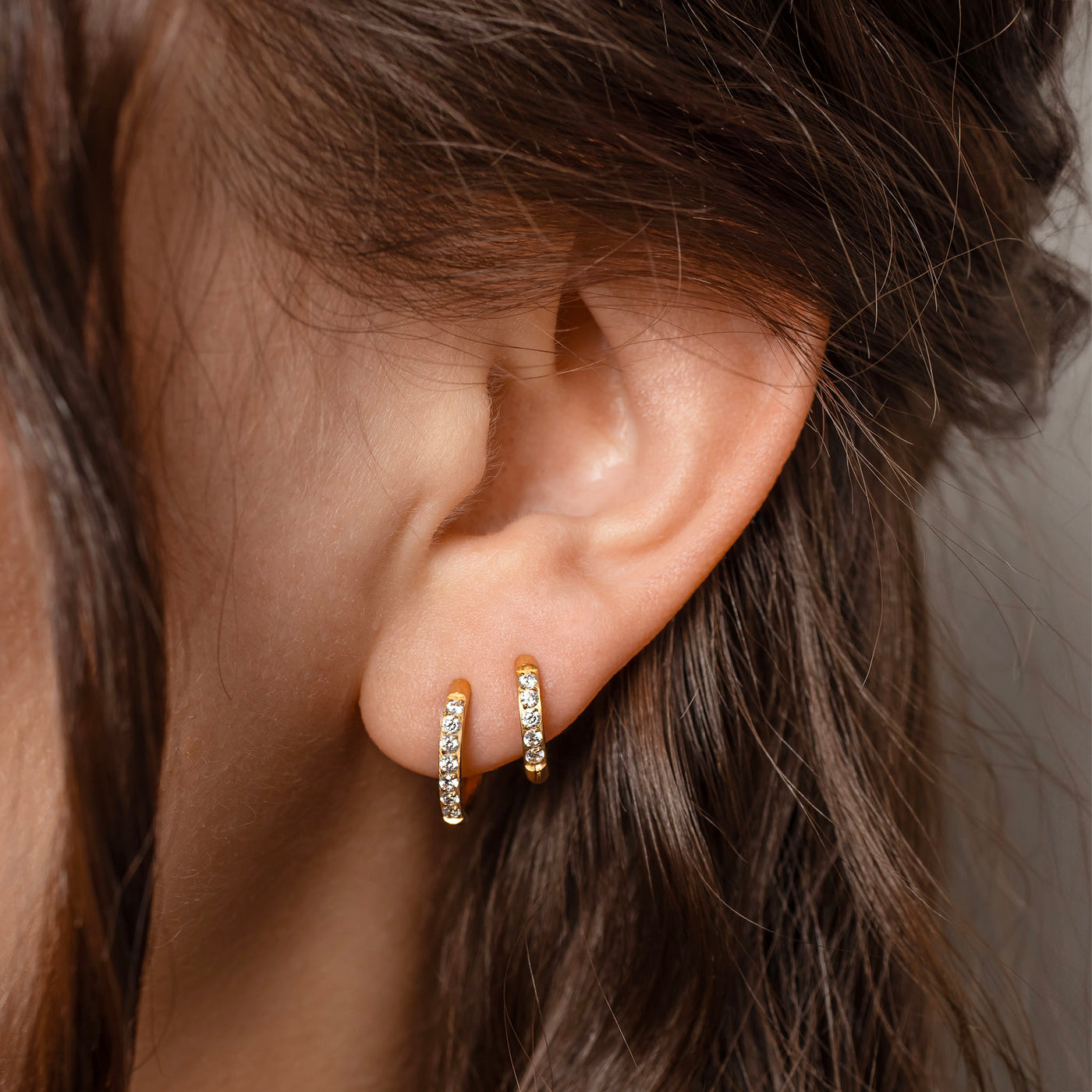 The Everyday Titanium CZ Locking Sleeper Huggie Earrings Set