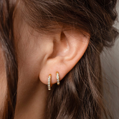 The Everyday Titanium CZ Locking Sleeper Huggie Earrings Set