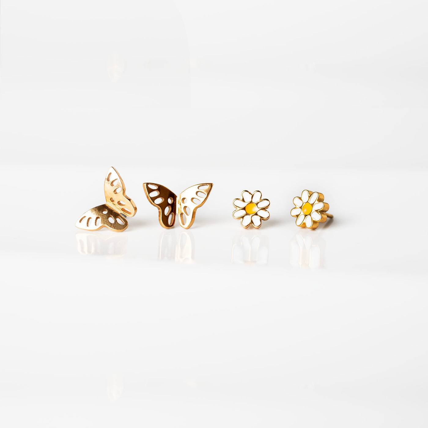 The Garden Party Titanium Flat Back Sleeper Earrings Set