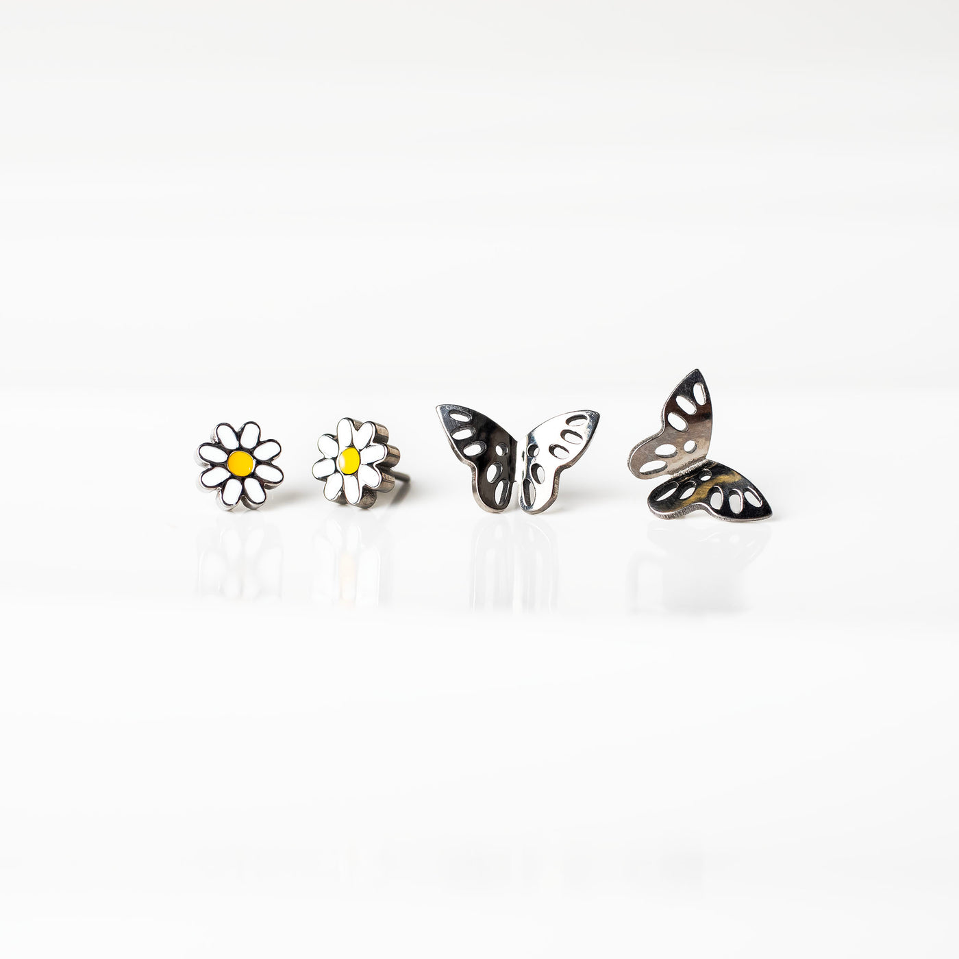 The Garden Party Titanium Flat Back Sleeper Earrings Set