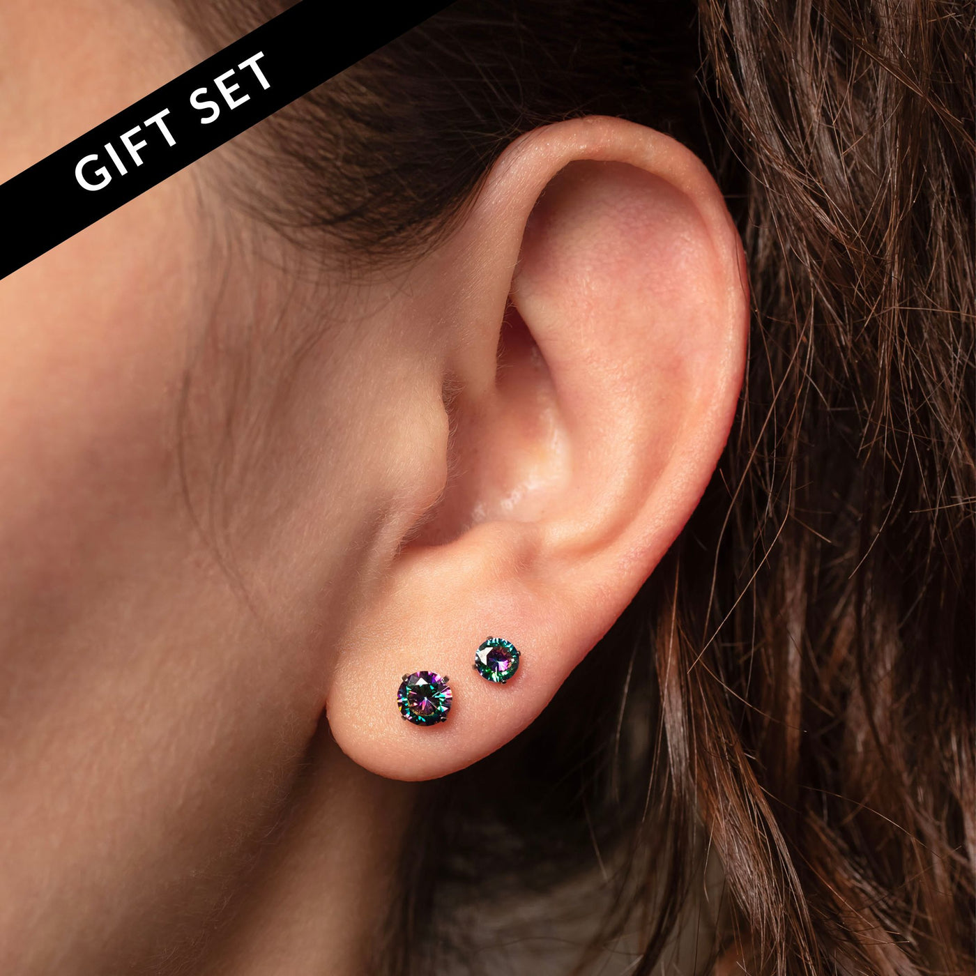 The Jewel Box Titanium Flat Back Sleeper Earrings Set