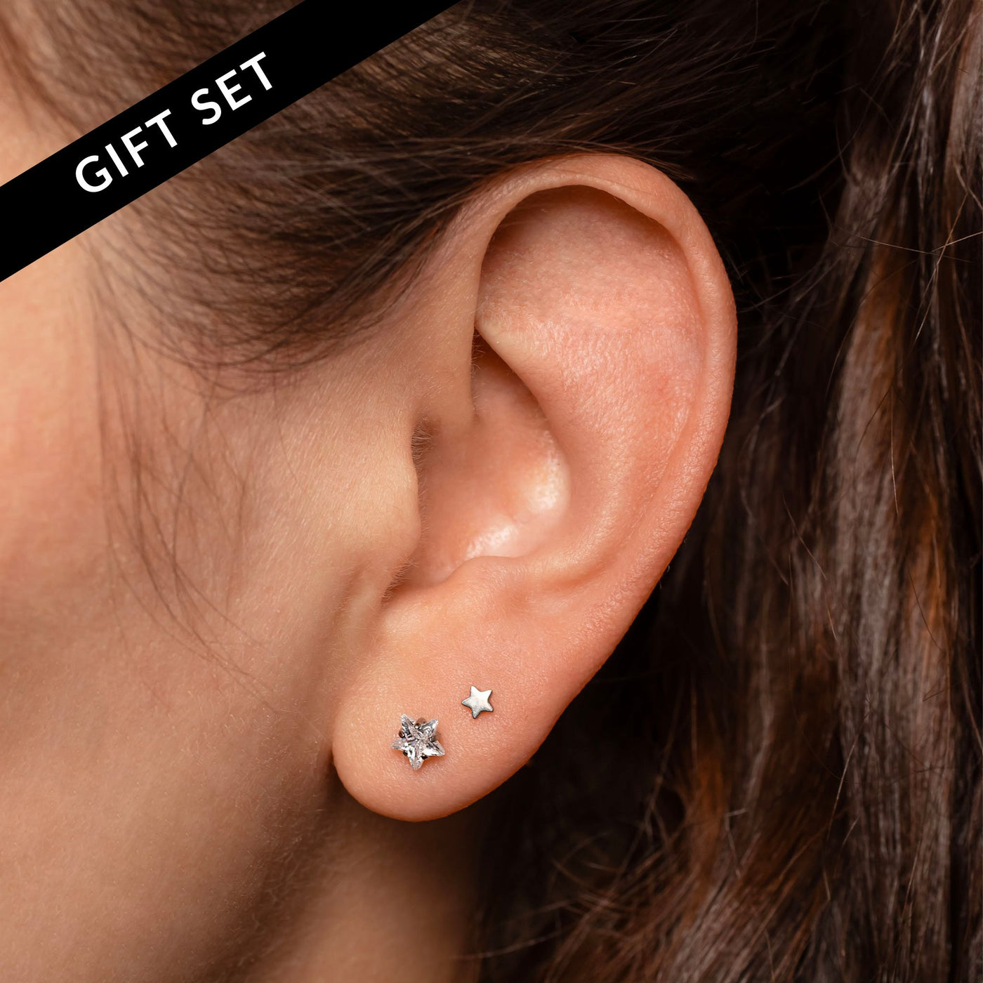 The Shooting Star Titanium Flat Back Sleeper Earrings Set