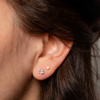 The Shooting Star Titanium Flat Back Sleeper Earrings Set