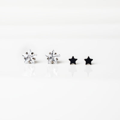 The Shooting Star Titanium Flat Back Sleeper Earrings Set