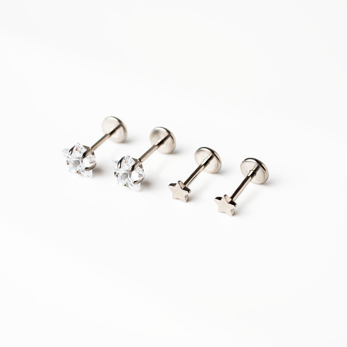 The Shooting Star Titanium Flat Back Sleeper Earrings Set