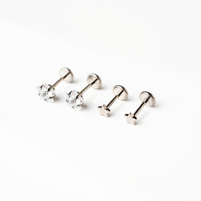 The Shooting Star Titanium Flat Back Sleeper Earrings Set