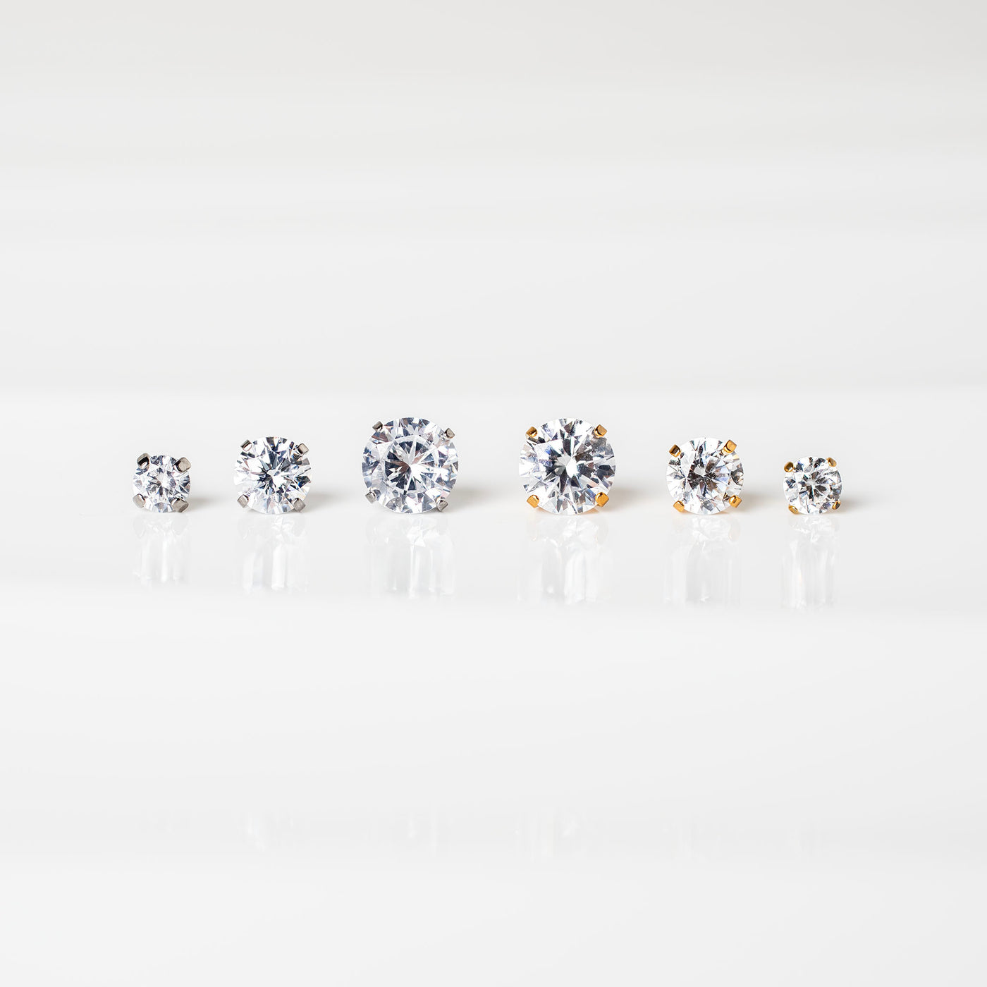 The Signature Stack Titanium Solitaire Flat Back Sleeper Earrings Set