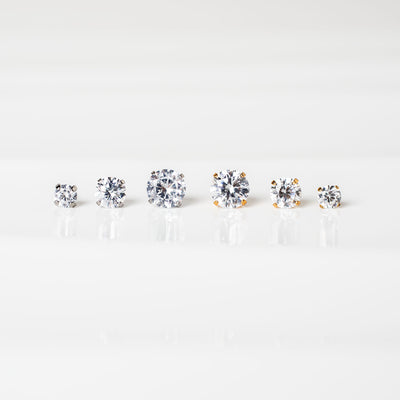 The Signature Stack Titanium Solitaire Flat Back Sleeper Earrings Set