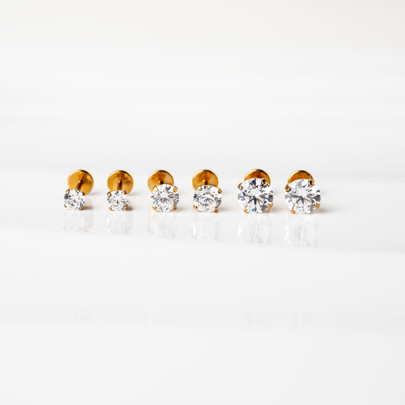 The Signature Stack Titanium Solitaire Flat Back Sleeper Earrings Set