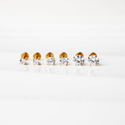 The Signature Stack Titanium Solitaire Flat Back Sleeper Earrings Set