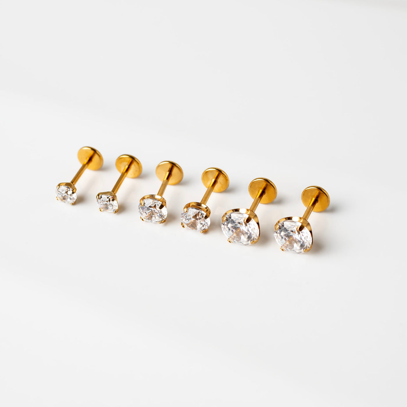 The Signature Stack Titanium Solitaire Flat Back Sleeper Earrings Set