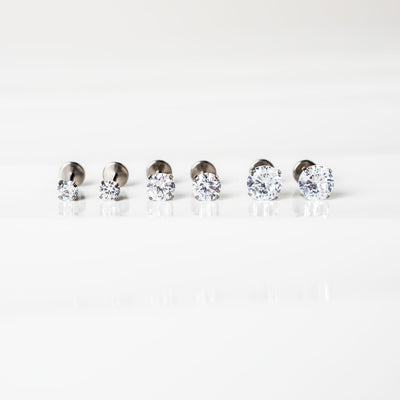 The Signature Stack Titanium Solitaire Flat Back Sleeper Earrings Set