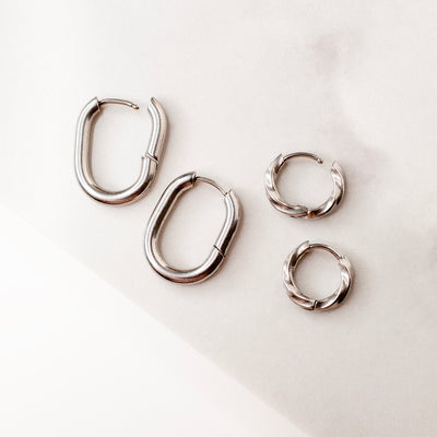 The Soho Mixed Locking Sleeper Huggie Earring Set