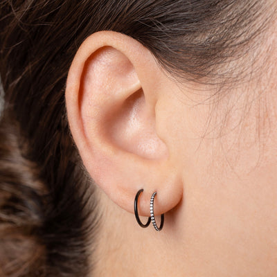 The Spellbound Jet Black Clicker Hoop Earring Set