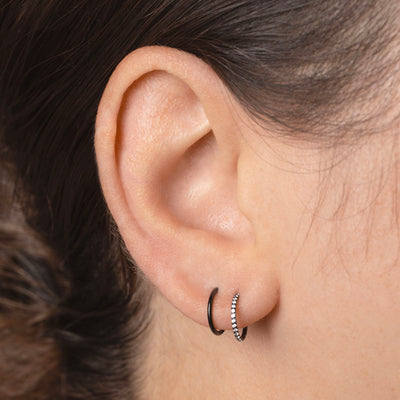 The Spellbound Jet Black Clicker Hoop Earring Set
