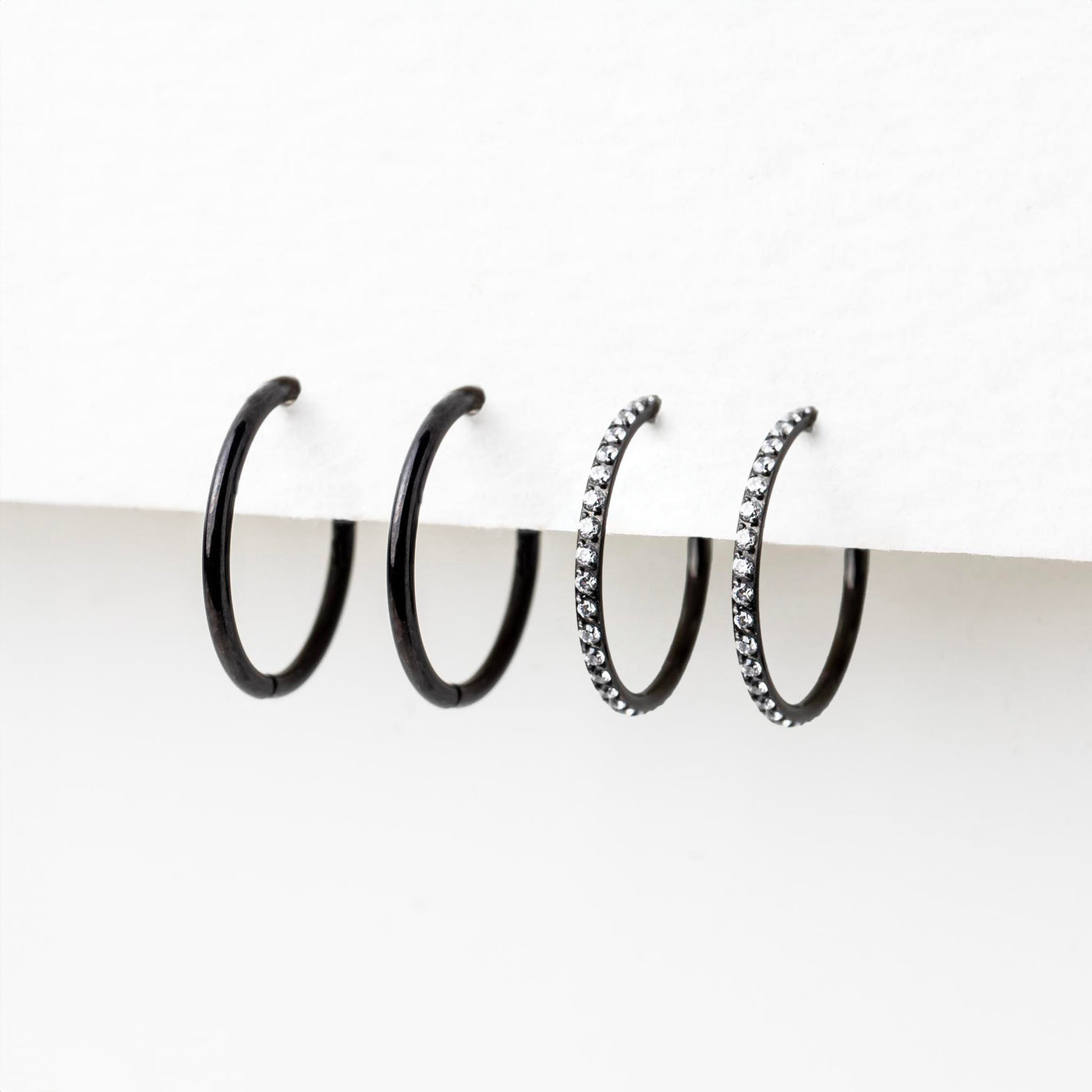 The Spellbound Jet Black Clicker Hoop Earring Set
