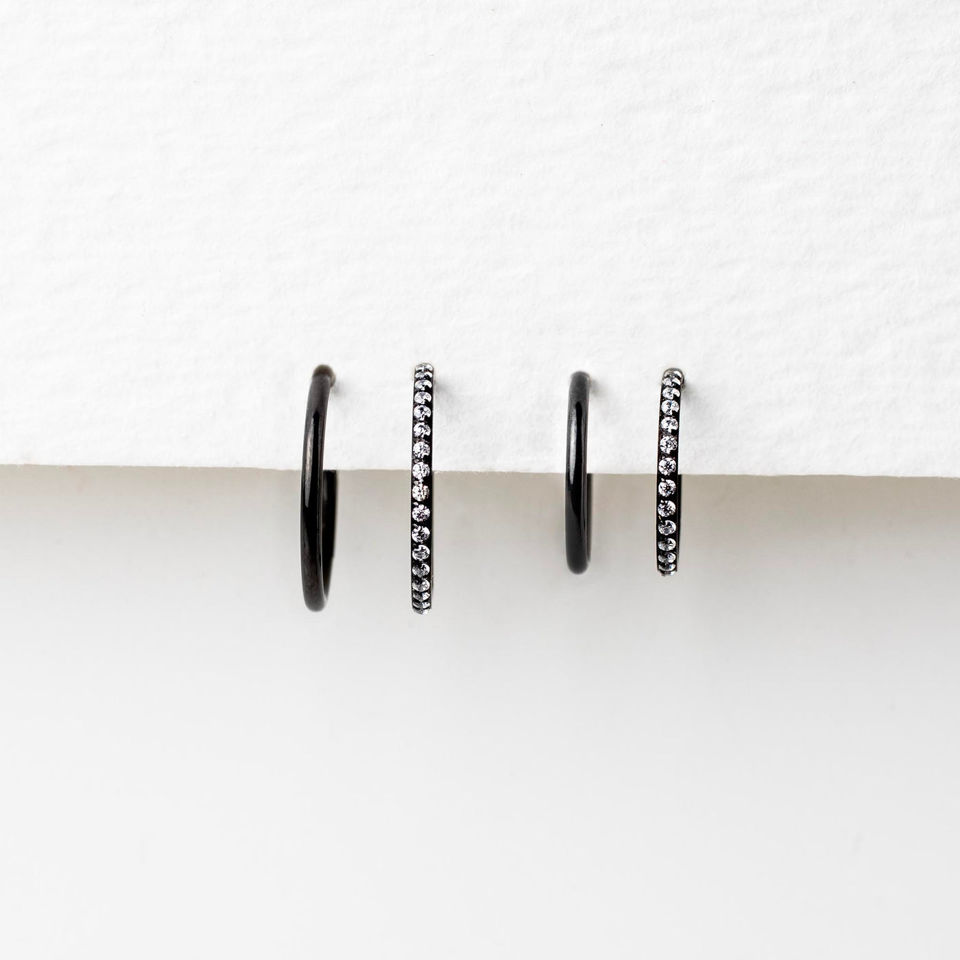 The Spellbound Jet Black Clicker Hoop Earring Set