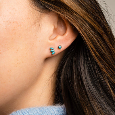 The Sonora Flat Back Sleeper Earrings Studs Set with Turquoise