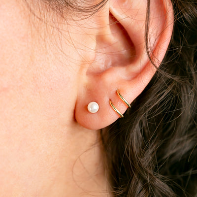 Tiny Twist Double Huggie Earrings Set