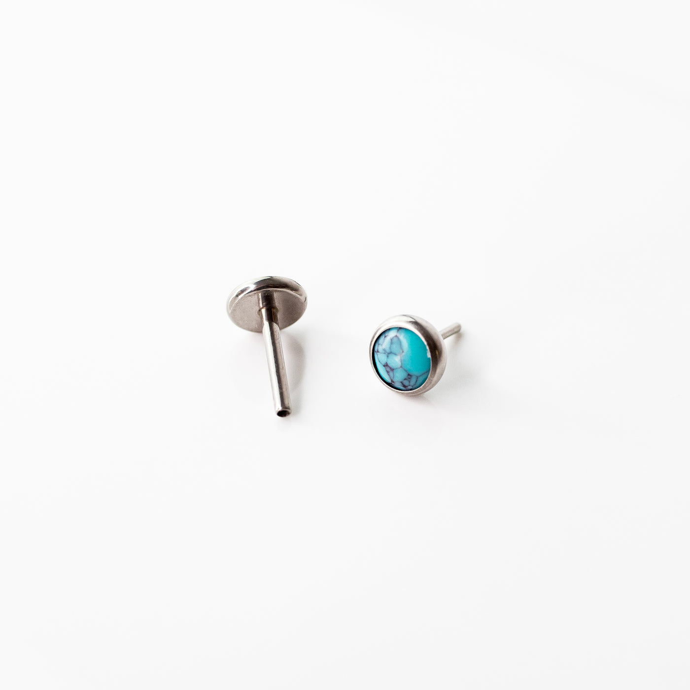 The Sonora Flat Back Sleeper Earrings Studs Set with Turquoise