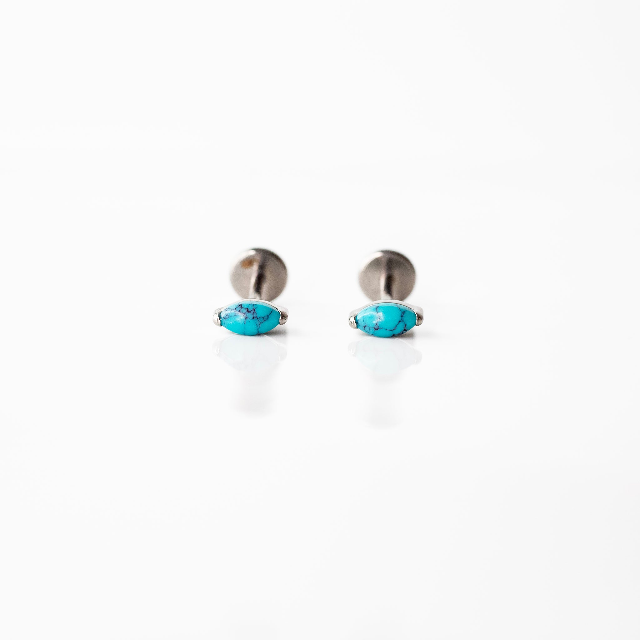 Turquoise Solitaire Marquise Flat Back Earrings – Grayling
