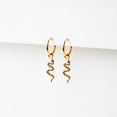 Viper Removable Snake Drop Charm Titanium Huggie Earrings