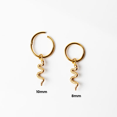 Viper Removable Snake Drop Charm Titanium Huggie Earrings