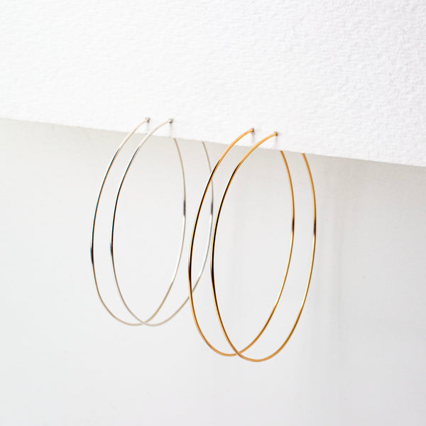 Solid Gold Square Hoops PAIR Medium 14K Gold Pipe Hoop -  Ireland