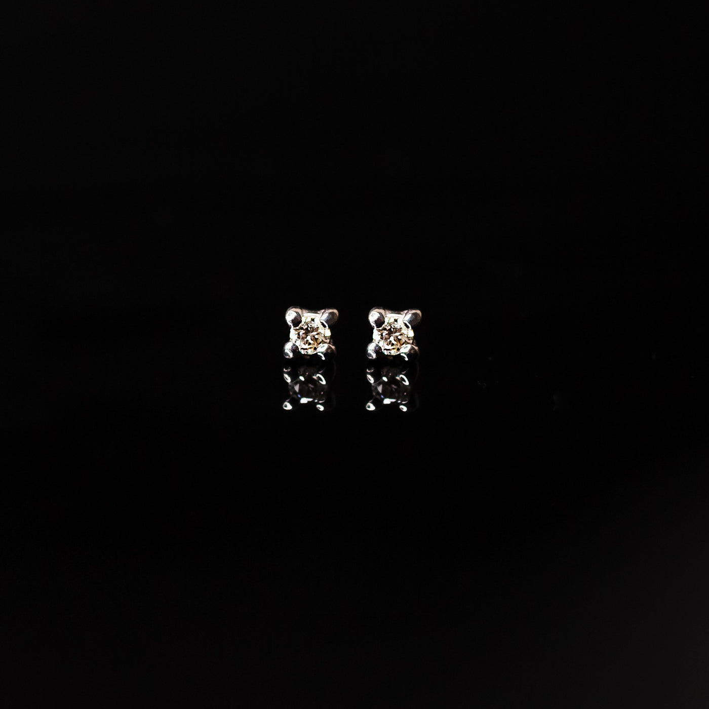 Whisper Genuine Diamond Prong Flat Back Sleeper Earrings - 14k Solid Gold