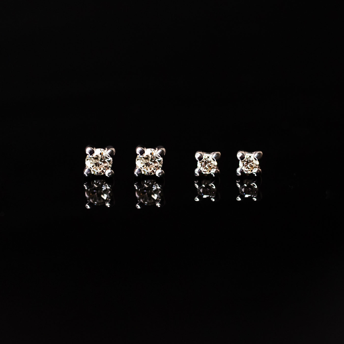 Whisper Genuine Diamond Prong Flat Back Sleeper Earrings - 14k Solid Gold