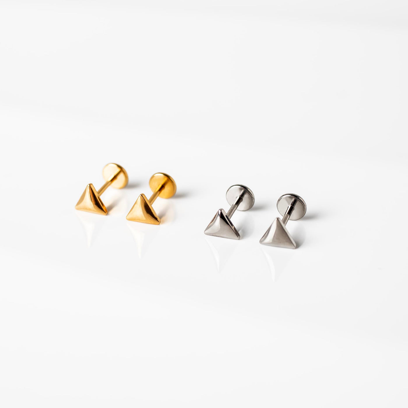 Ziggy Domed Triangle Titanium Flat Back Sleeper Earrings