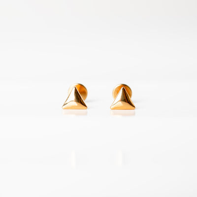 Ziggy Domed Triangle Titanium Flat Back Sleeper Earrings