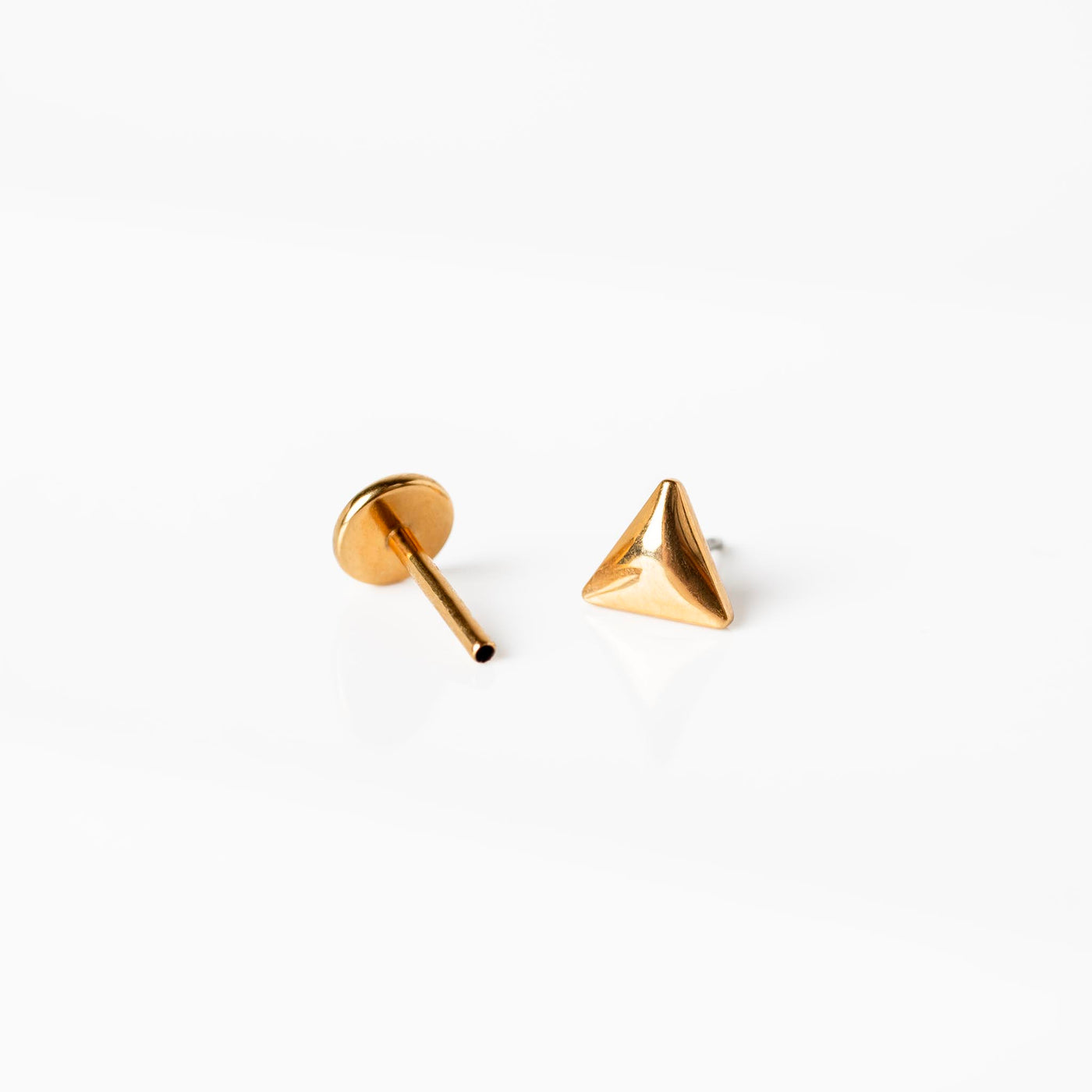 Ziggy Domed Triangle Titanium Flat Back Sleeper Earrings